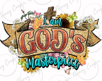 Soy la obra maestra de Dios Descarga de diseño de sublimación png cristiana, png cristiana, png religiosa, png de Dios, png de fe, descarga de diseños sublimados