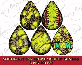 Softball teardrop earrings bundle png sublimation design download, sport png, Softball png, sport bundle png, sublimate designs download