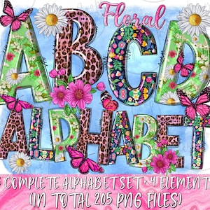 Floral Alphabet Bundle Png, Floral Png, Western Doodle Buchstaben Png, Floral Buchstaben png, Clip Art Buchstaben Png, sublimate download