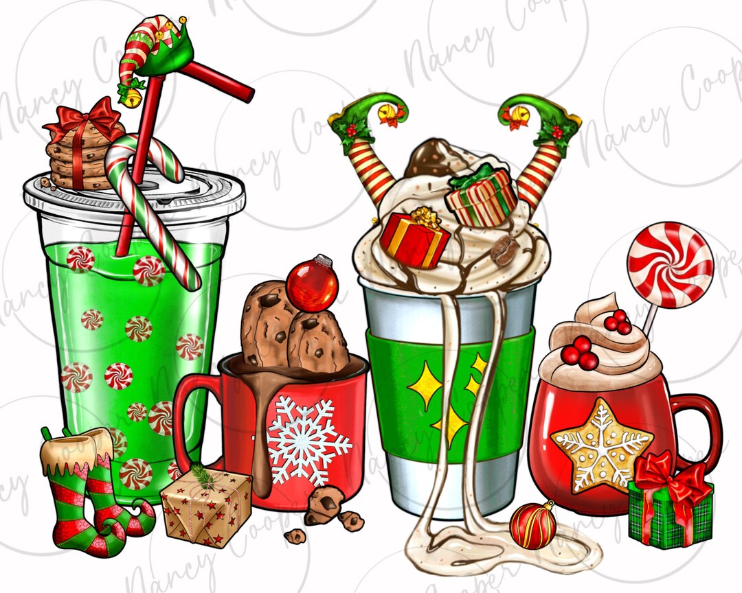 Elf Coffee Cups Png Sublimation Design Download, Merry Christmas Png ...