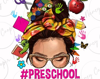 La vie des enseignants d'âge préscolaire, téléchargement de design par sublimation png chignon afro désordonné, png, fête des enseignants png, femme afro png, téléchargement de dessins