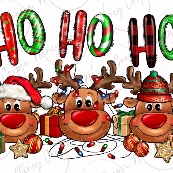 Ho ho ho renne png sublimation design, Noël png, joyeux Noël png, bonne année png, renne png, dessins à télécharger