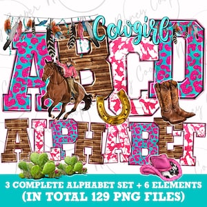 Cowgirl alphabet png files bundle, Cowgirl doodle letters png, Western letters png, Cowgirl Png, sublimate designs download