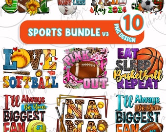 Sports bundle V3 png sublimation design download, game day png, sport love png, sport design png, sublimate designs download
