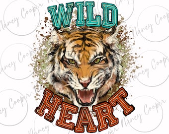 Wild heart tiger college western png sublimation design download, hand drawn tiger png, tiger png, sublimate designs download