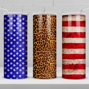 USA flag glitter leopard 20 oz skinny tumbler png sublimation design download, USA tumbler wrap png, 20 oz tumbler designs, png download