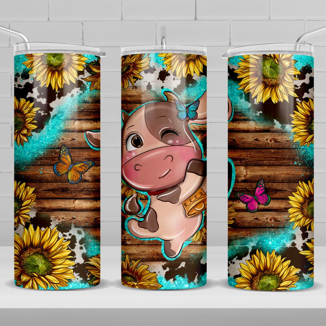 Western Cute Cow 20 Oz Skinny Tumbler Png Sublimation Design Download ...