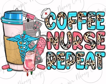 Coffee Nurse repeat png sublimation design download, Nurse png, Nurse life png, Nursing png, coffee time png,sublimate designs download