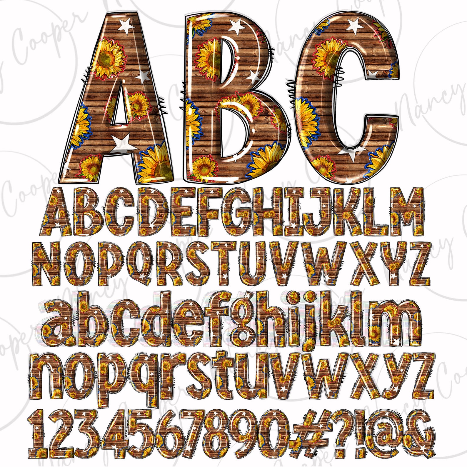 Texas Alphabet Png Files Bundle, Texas Doodle Letters Png, Sunflowers ...