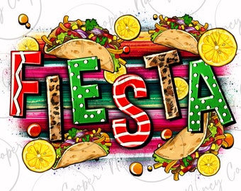 Fiesta Tacos PNG, Latino Party Design, Digital Download