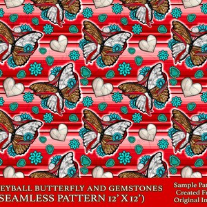 Volleyball butterfly and gemstones seamless pattern digital paper, Volleyball digital seamless pattern png, printable scrapbook paper