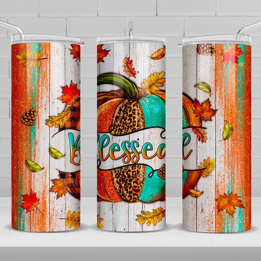 Blessed Pumpkin 20 Oz Skinny Tumbler Png, Fall Tumbler Wrap Png ...