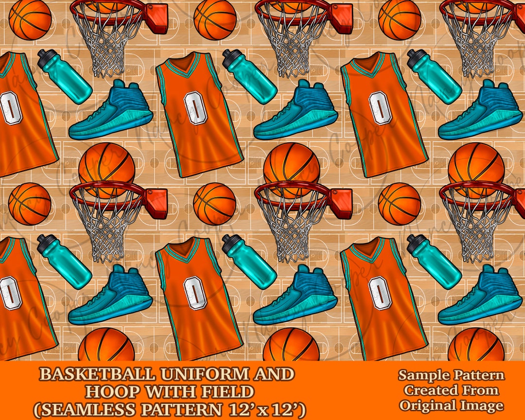 Basketball Uniform and Hoop With Field Seamless Pattern Digital Paper ...