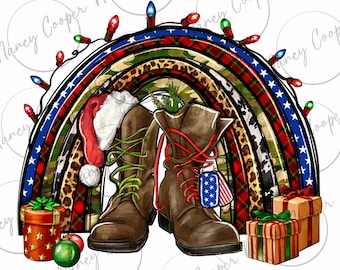 Army Christmas rainbow png sublimation design download, Christmas png, Happy New Year png, Soldier png, Army png, sublimate designs download