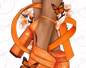 Kidney Cancer diva orange ribbon png sublimation design download, Cancer Awareness png, Awareness ribbon png, sublimate designs download