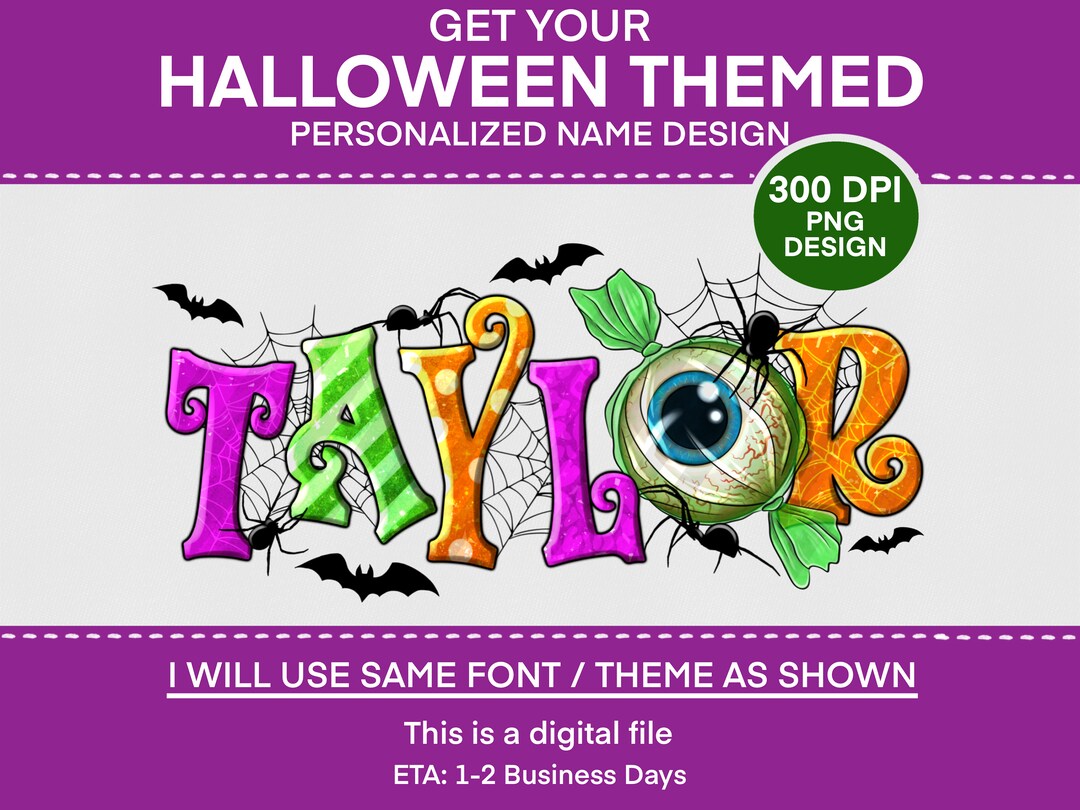 Personalized Halloween Themed Name Png Sublimation Design Etsy