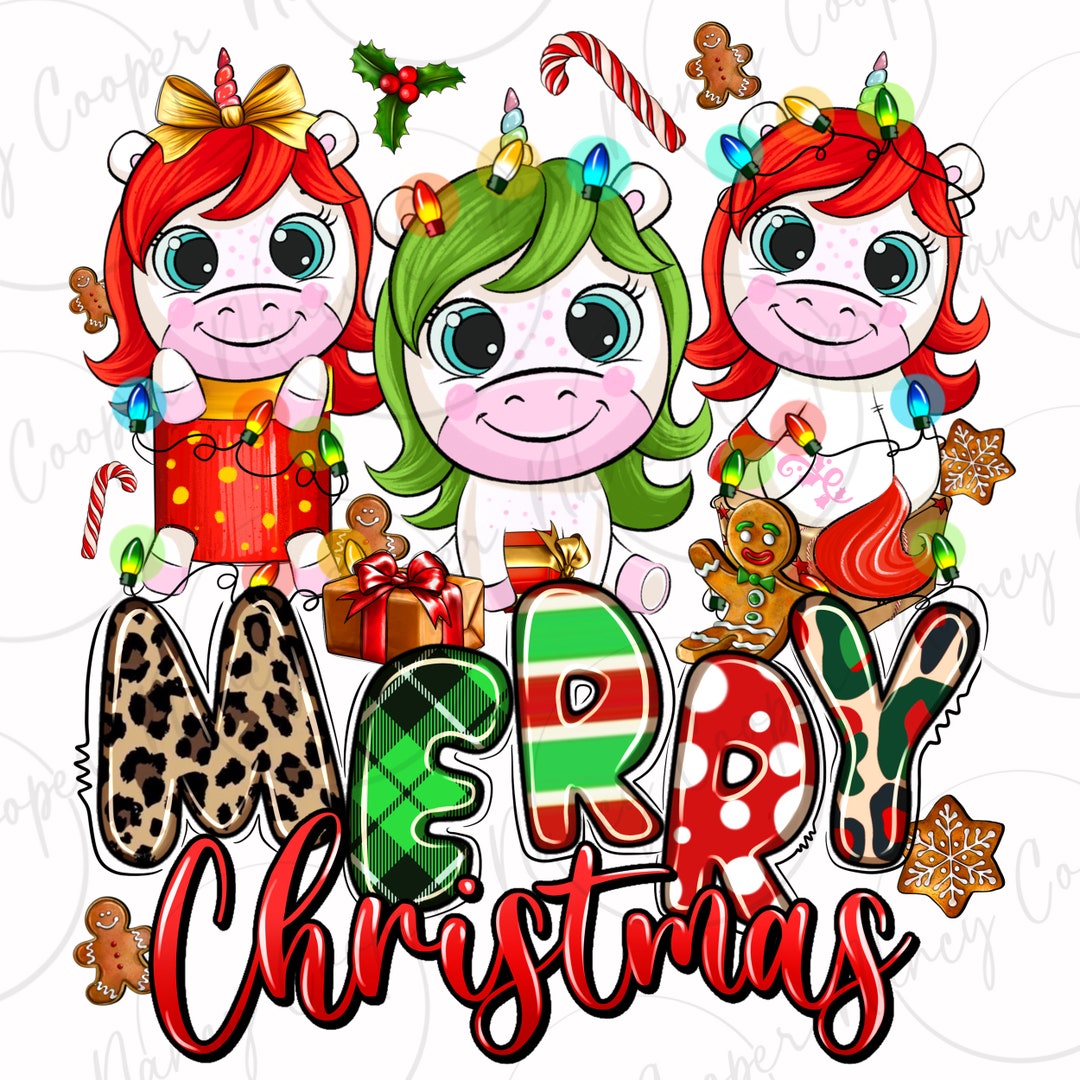 Merry Christmas Unicorns Png Sublimation Design Download, Christmas Png, Merry Christmas Png
