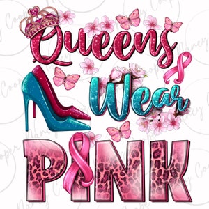 Queens tragen rosa Brustkrebs png Sublimation Design herunterladen, Brustkrebs png, Cancer Awareness png,Cancer Ribbon png,sublimate download