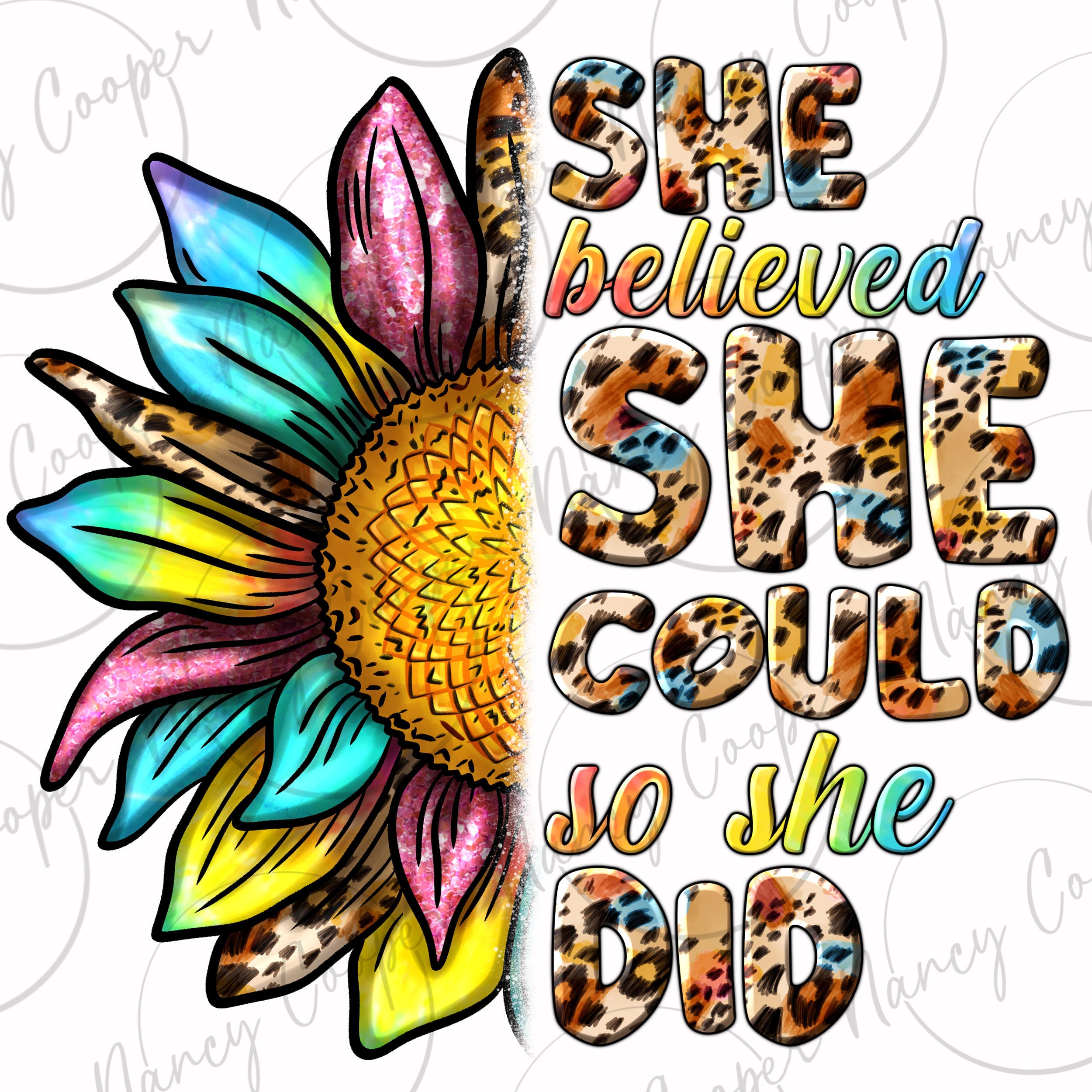 "SHE BELIEVED SHE COULD, SO SHE DID" Vinyl Wall Sticker Decal - Inspirational Quote Art For Women