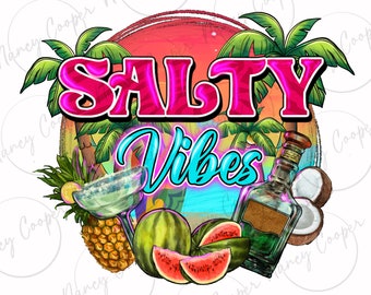 Salty vibes summer png sublimation design download, summer vibes png, hello summer png, summer holiday png, sublimate designs download