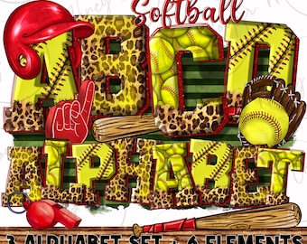Softball Alphabet Bundle Png, Softball Png, Softball Doodle Letters Png, western letters png, Clip Art Letters Png, sublimate download