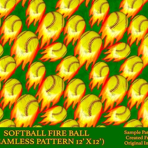 Softball fire ball seamless pattern digital paper, Softball digital seamless pattern png, sport seamless pattern, printable scrapbook paper