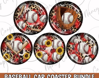 Baseball car coaster png bundle sublimation design download, sport car coaster png, game day png, sublimate designs download