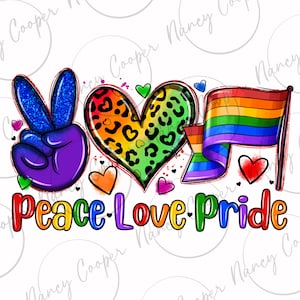 Peace love pride png sublimation design download, Pride png, LGBTQ+ png, love is love png, human rights png, sublimate designs download