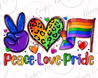 Peace love pride png sublimation design download, Pride png, LGBTQ+ png, love is love png, human rights png, sublimate designs download