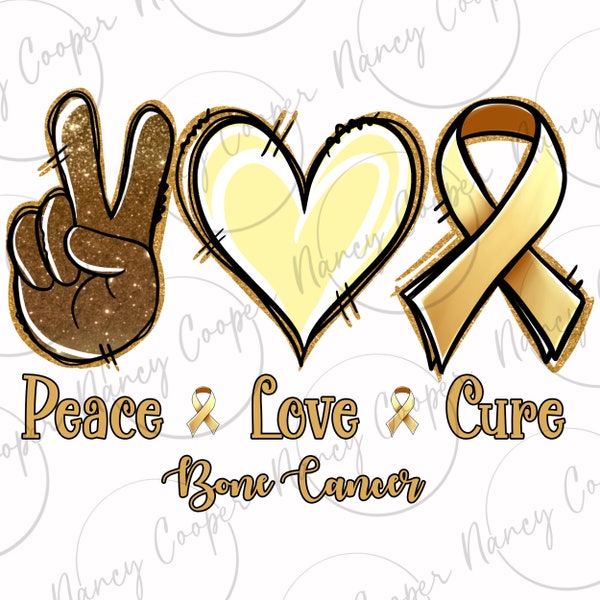 Peace love cure Bone Cancer png sublimation design download, Appendix Cancer png, Cancer Awareness png, sublimate designs download