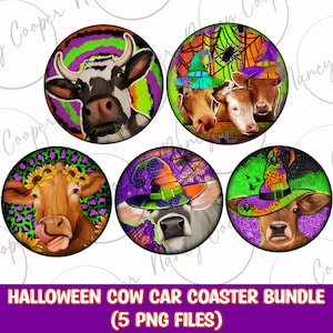 Zestaw do sublimacji projektu podstawki samochodowej na Halloween png, Happy Halloween png, upiorny sezon png, sublimacja projektów do pobrania