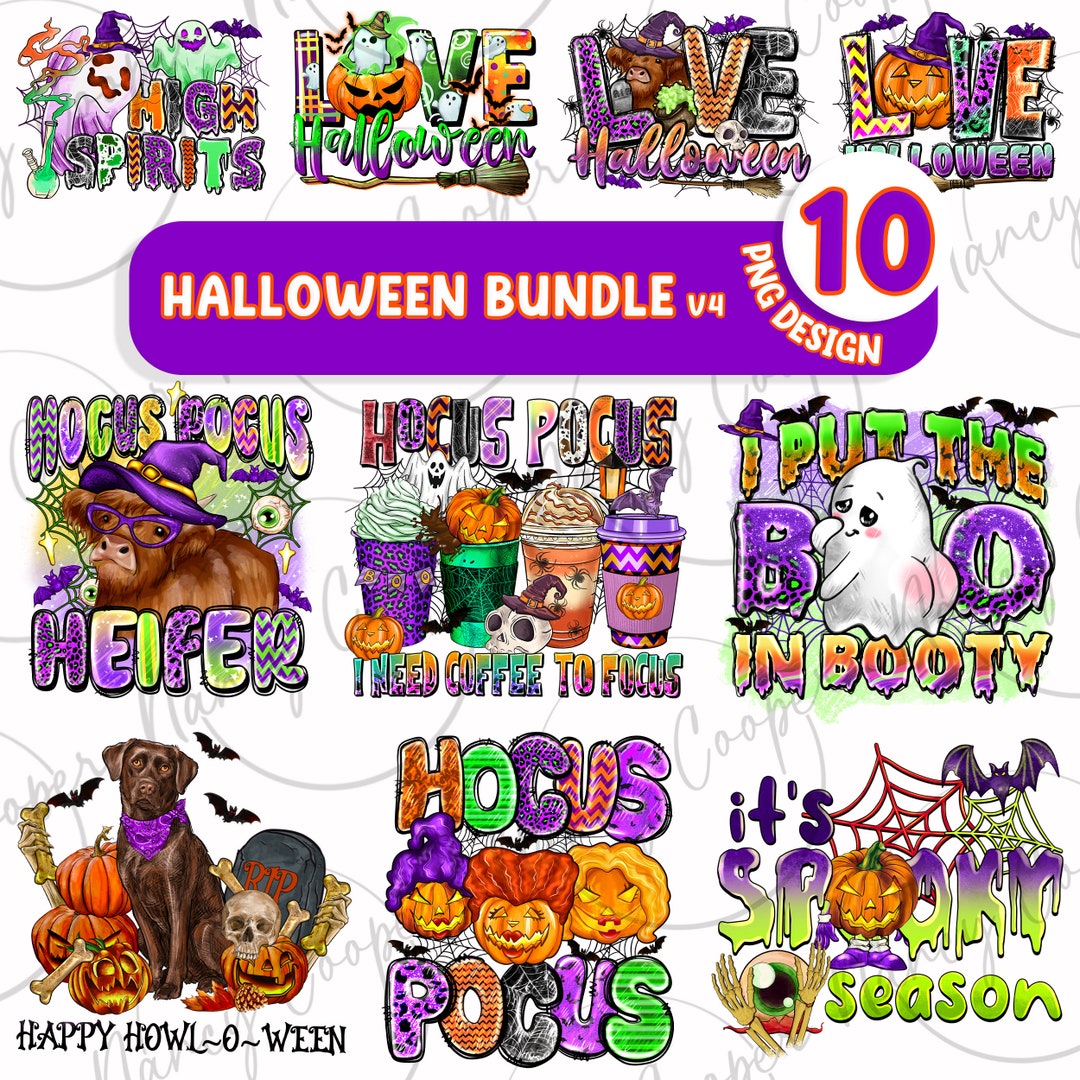 Halloween Bundle V4 Png Sublimation Design Download, Spooky Bundle Png ...