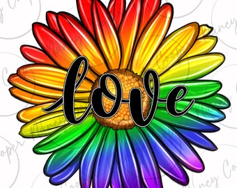 Stolz Liebe Gänseblümchen png Sublimation Design herunterladen, Stolz png, LGBTQ + png, Liebe ist Liebe png, menschenrechte png, sublimieren designs download