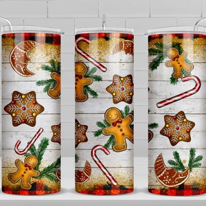 Christmas gingerbread cookies and candy cane 20 oz skinny tumbler png,  tumbler wrap png, 20 oz tumbler designs, tumbler png download