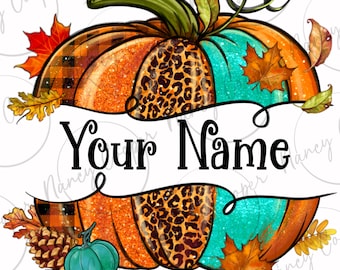 Personalized pumpkin name png, western pumpkin png, Fall leaves png, Autumn png, Fall pumpkin png, sublimate designs download