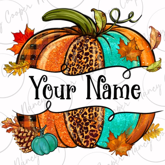 Personalized pumpkin name png, western pumpkin png, Fall leaves png, Autumn png, Fall pumpkin png, sublimate designs download