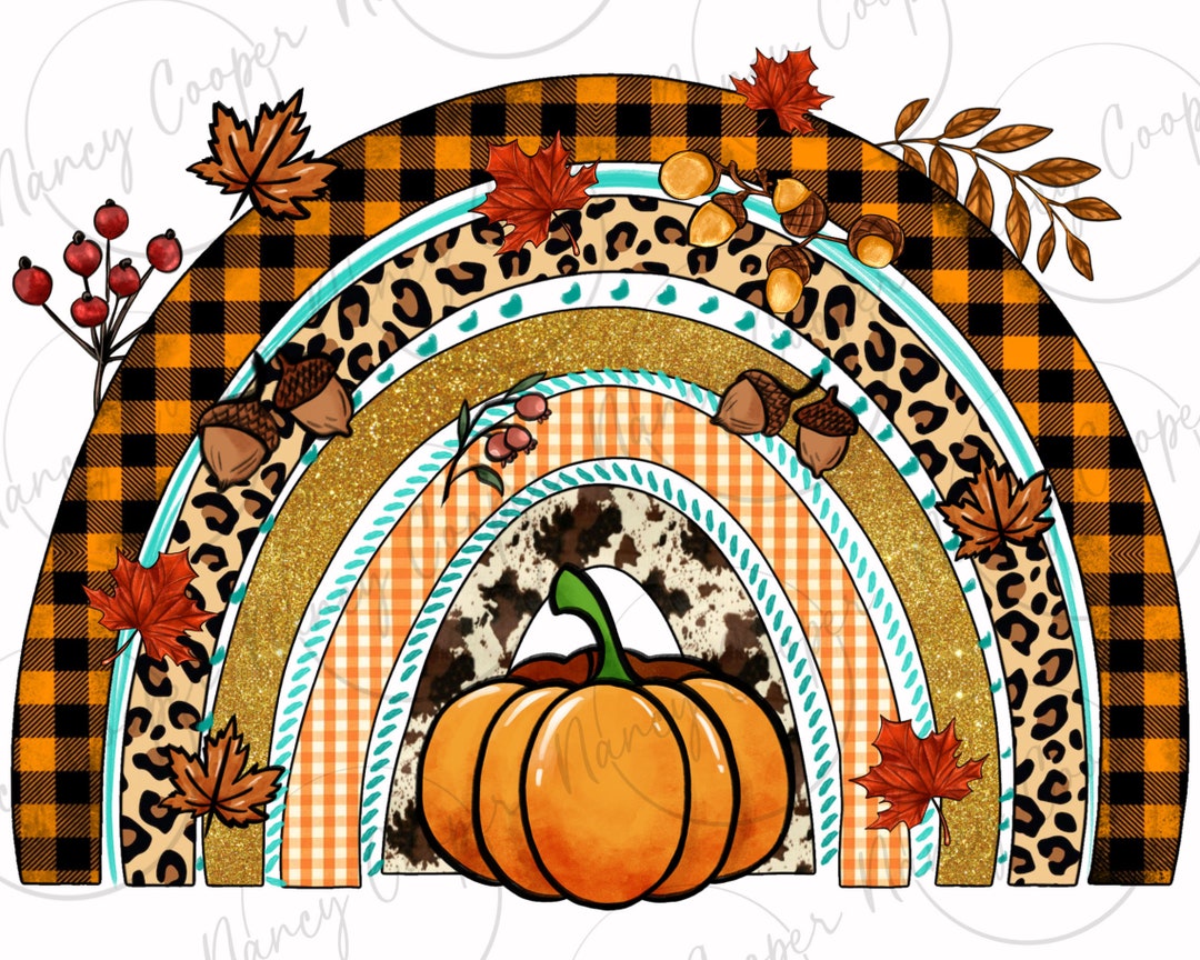 Fall Rainbow Pumpkin Png Sublimation Design Download, Hello Fall Png ...