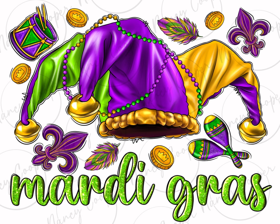 Mardi Gras With Jester Hat Png Sublimation Design Download, Happy Mardi ...