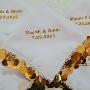 handkerchief wedding, personalised handkerchief, handkerchief for groom, Luxury Sequin Halay Handkerchie, wedding henna, bachelorette