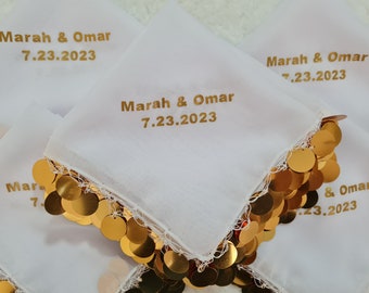 personalised handkerchief, handkerchief for groom, Luxury Sequin Halay Handkerchie, wedding henna bachelorette