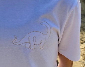 Embroidered Dinosaur Organic Cotton T-Shirt – Unisex Dino Tee