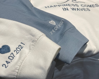 Happiness Comes In Waves Embroidered Hoodie