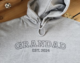 Sale - Grandad Hoodie - Embroidered Grandad Hoodie  - Size Large/Grey Only (as shown) - Normal retail price 29.95