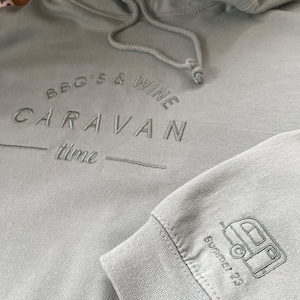 Personalised Caravan Hoodie - Gift For A Caravan Owner  - Luxury Themed Caravaner Ideas For Him Or Her - Make it Custom with a Unique Sleeve