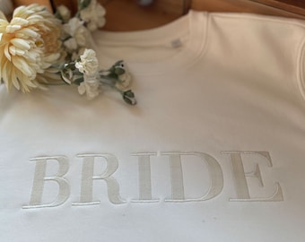 Personalised Embroidered Bride Luxury Organic Sweatshirt