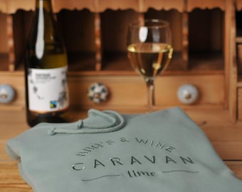 Sale - Caravan Hoodie | Caravanning Jumper | Holiday Park Wear - Size Small/Dusty Blue Only - Normal retail price 29.95