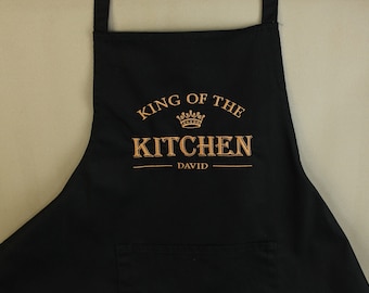 Embroidered King of the Kitchen Apron, Personalised Gift.