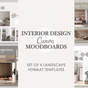 Interior Design Moodboard | Modern Layout Canva Template | Landscape Format Templates