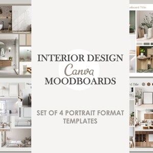Interior Design Moodboard | Modern Layout Canva Template | Portrait Format Templates