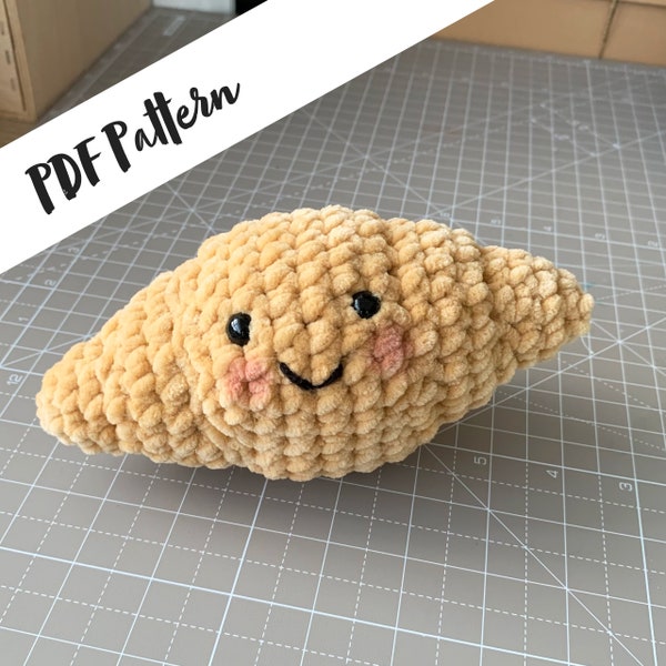 Croissant crochet PATTERN, English PDF, crochet food, plushie, Amigurumi pattern tutorial, chunky crochet, fluffy, Christmas gift, baby